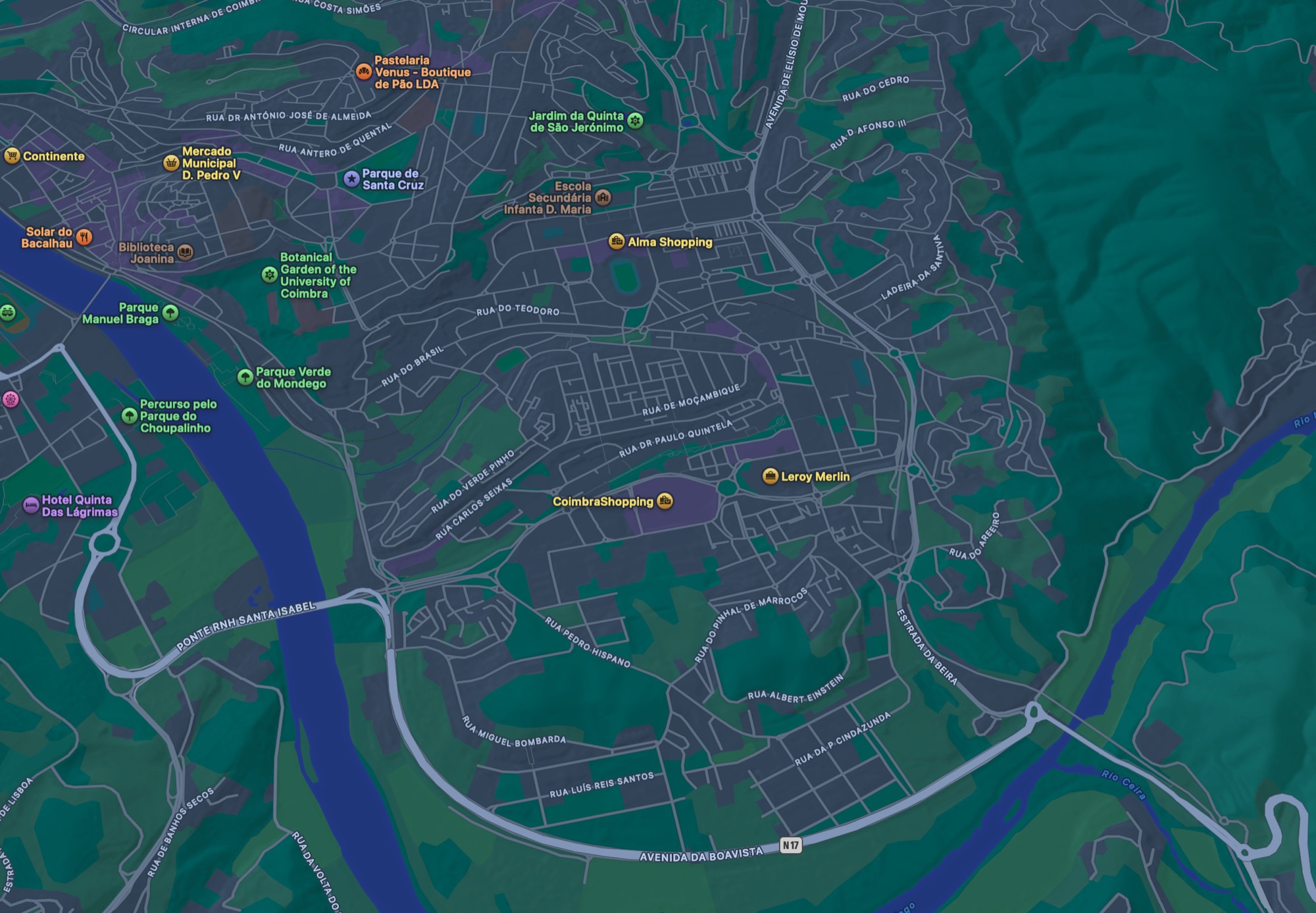 Map of Coimbra, Portugal